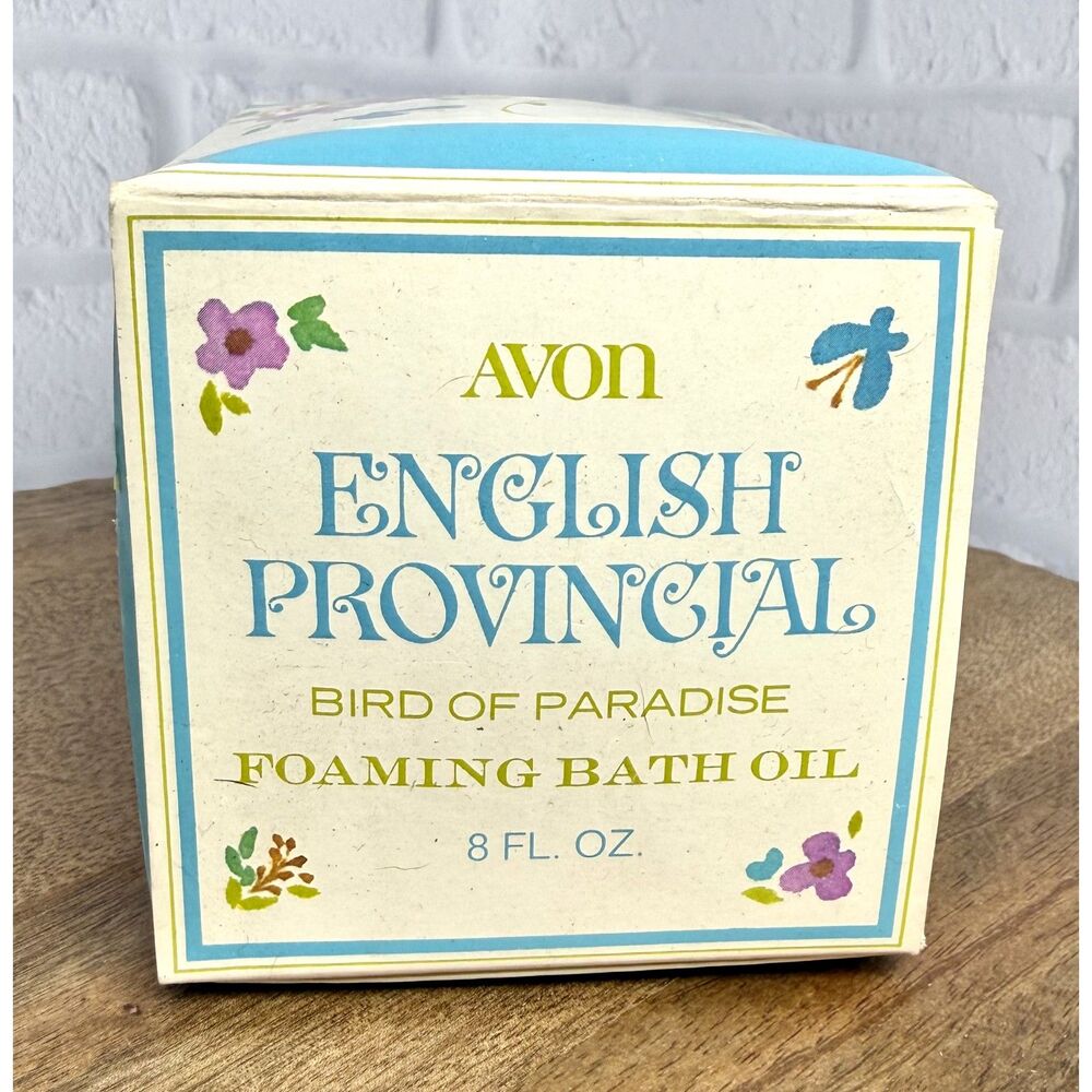 Avon English Provincial Bird of Paradise Foaming Bath Oil White w/ Box 8 fl. oz. - Picture 2 of 16